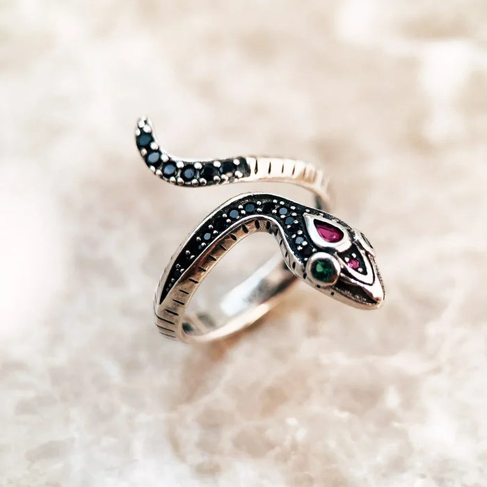 925 Sterling Silver Boho Serpent Ring Seduction