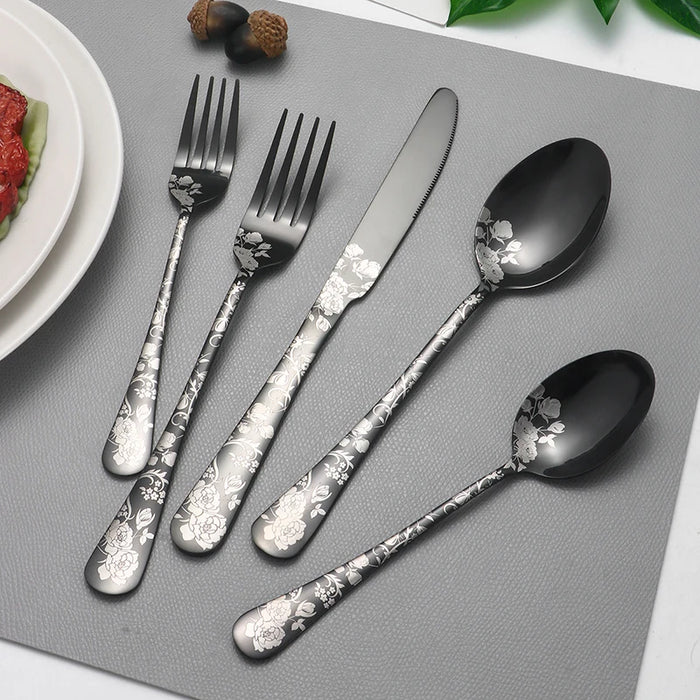 5 / 20 Piece Printed Stainless Steel Tableware For Hotels Western Steak Knife And Fork
