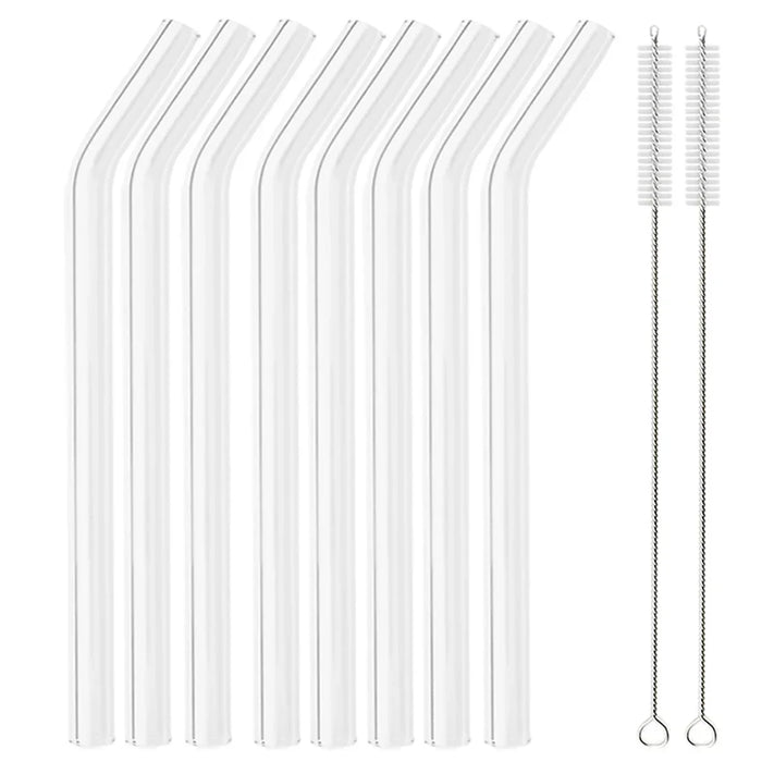8 Piece Eco Friendly Glass Straw Set With Brush