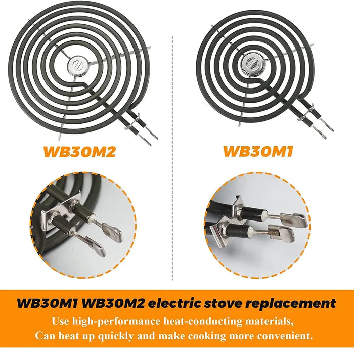 Wb30M1 Wb30M2 Electric Stove Burner Replacement Range Stove Top Surface Element Burner 2 6-Inch Ers30M1 2 8-Inch Ers30M2