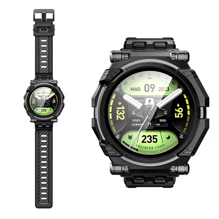For Samsung Galaxy Watch 6 Classic 47Mm 2023 Rugged Tpu Watch Band With 2-Pack Tempered Glass Screen Protector
