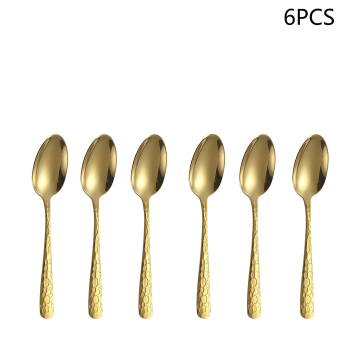 4 / 6 / 16 / 24 Piece Gold Stainless Steel Tableware Set For Family Dining