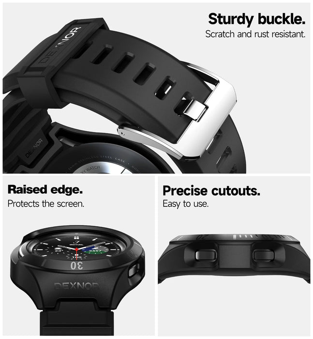 For Samsung Galaxy Watch 4 Classic 46Mm Adjustable Watch Band Rugged Grade Shockproof Uni-Body Design Case
