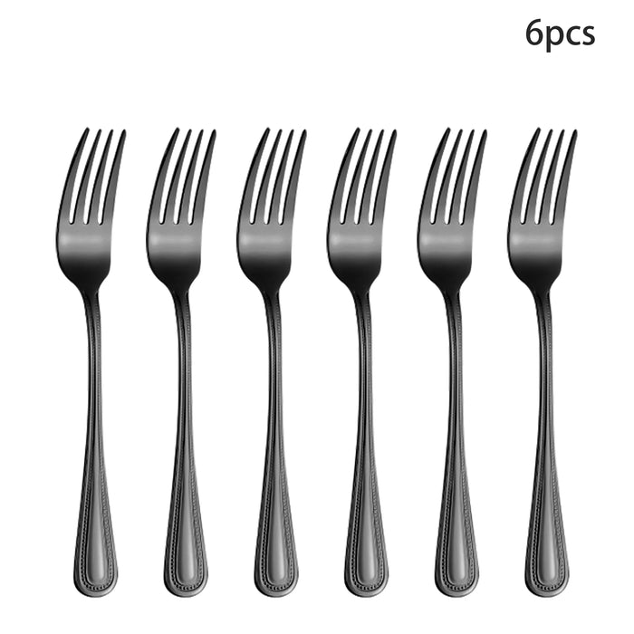 4 / 6 / 16 / 24 Piece Stainless Steel Black Tableware Set