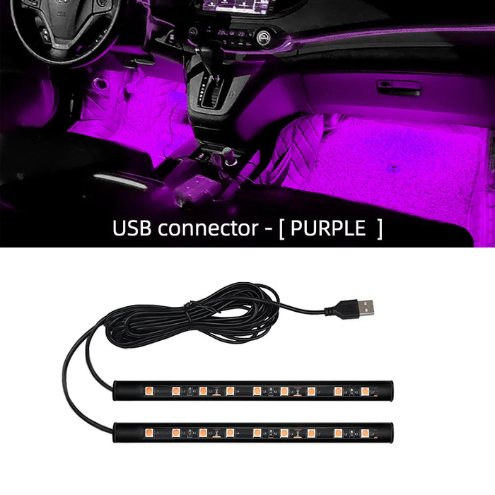 Usb Neon 18 Led Car Interior Foot Light Universal Auto Atmosphere Lamp