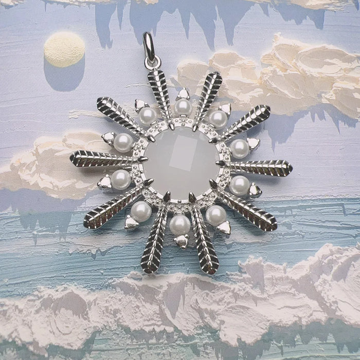 925 Sterling Silver Sparkling Winter Sun Pendant Jewelry For Women