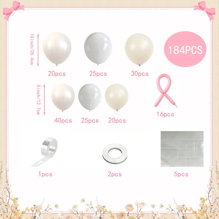 184Pcs Pearl White Balloon Garland Arch Set Suitable For Wedding Bride Birthday Engagement Bachelorette Party Decoration