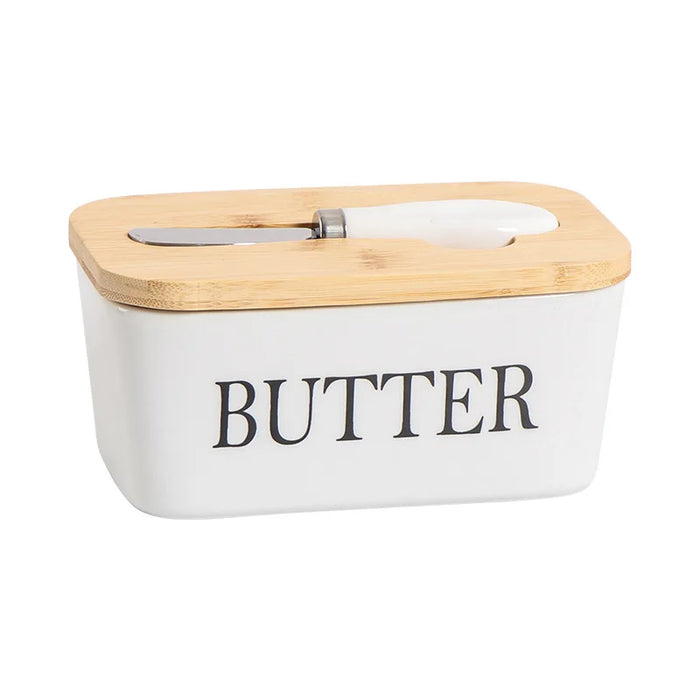 Rectangular Ceramic Butter Box With Knife Sealed & Stylish