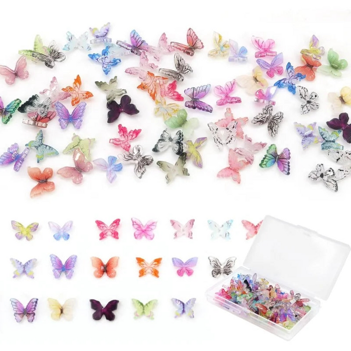 50 Resin Butterflies With Storage Box For Diy Fairy Garden Decoration