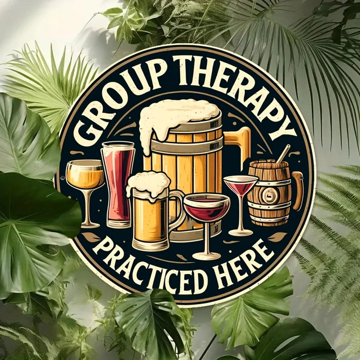 Retro Beer Bar Sign Group Therapy Here