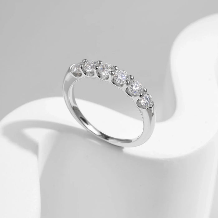 925 Sterling Silver Round Moissanite Eternity Band