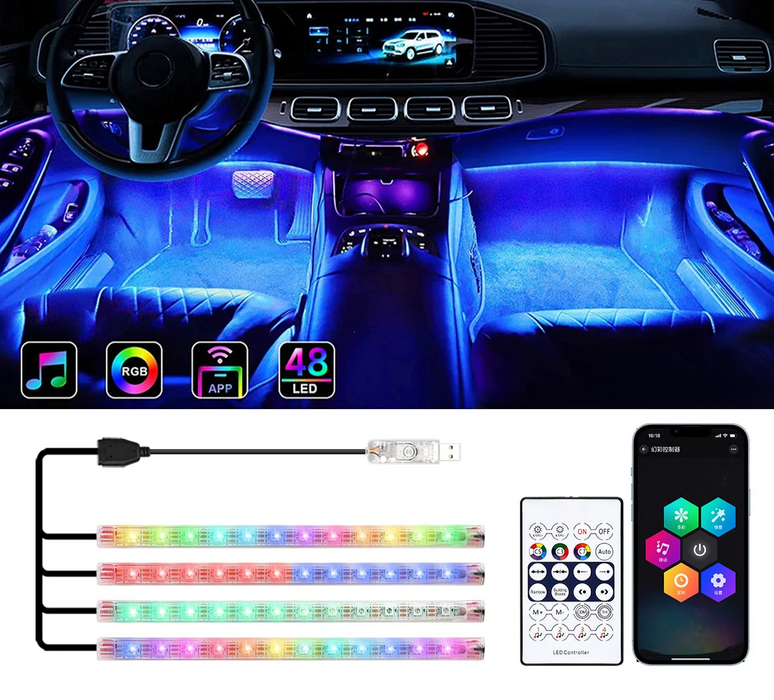 Rgb Car Interior Led Light Kit Remote Control
