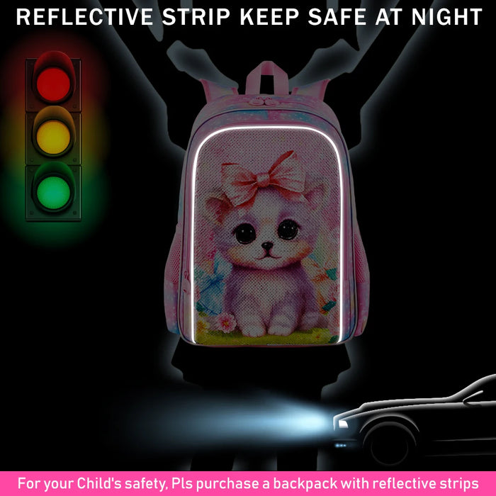 3 Piece Girls Backpack Set 16 Inch Bookbag Lunch Box Unicorn Dinosaur Prints