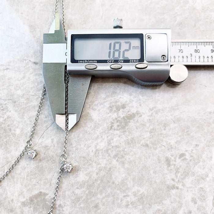 925 Sterling Silver Layered White Stone Necklace Romantic Gift