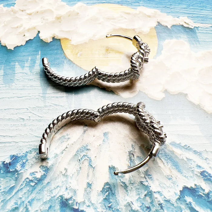 925 Sterling Silver Hoop Earrings With Knot For Women