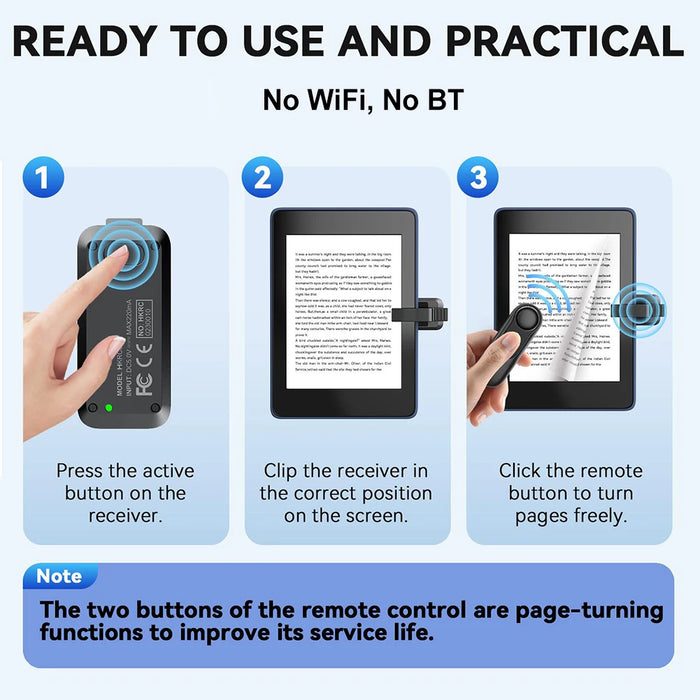 Remote Control Page Turner Camera Camcorder Hands Free Reading Camera Video Record Remote Control Extender For Kindle Paperwhite