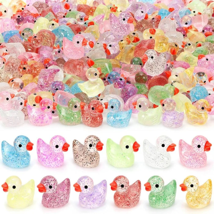 100 Mini Resin Ducks 10 Colors Diy Garden Aquarium Dollhouse