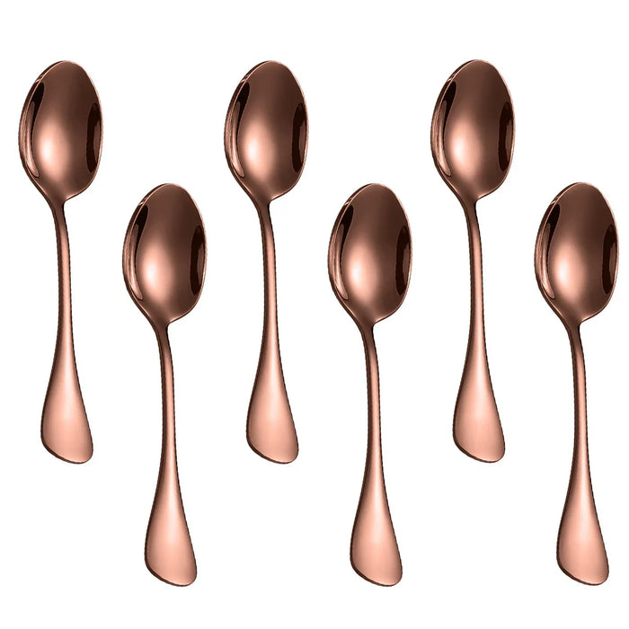6 Piece Gold Mini Spoon Set For Coffee Dessert And Tea