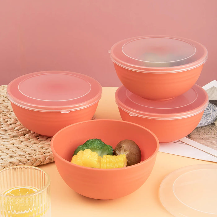 2 / 4 / 6 Piece Reusable Plastic Bowls With Lids For Home Kitchen Camping Work School
