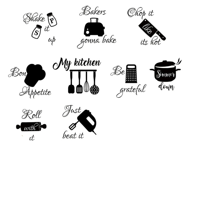 3 Piece Kitchen Pattern Wall Decals For Home Decor