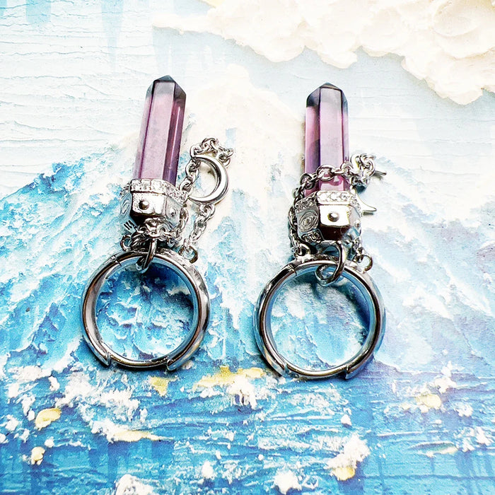 925 Sterling Silver Hexagon Moon Amethyst Hoop Earrings Real For Women