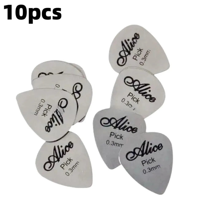 10Pcs Durable 0.3Mm Metal Guitar Picks Silver Colour