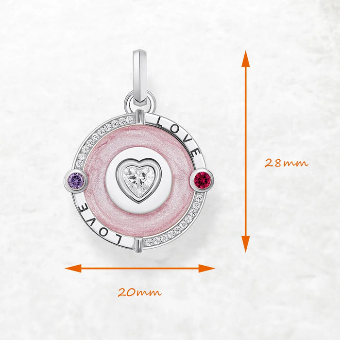 925 Sterling Silver Romantic Pink Heart Pendant Jewelry For Women