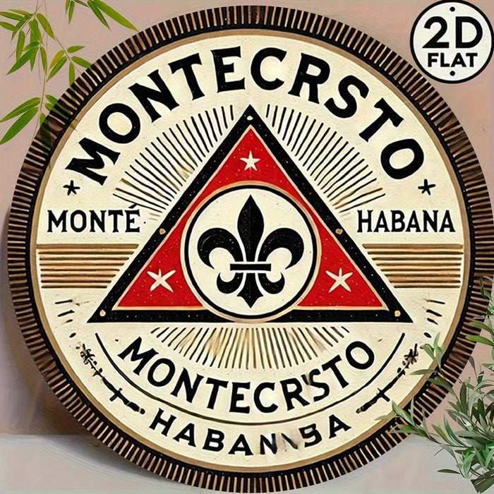 Vintage 8 Montecristo Cigar Metal Sign Red / Black Triangle Design