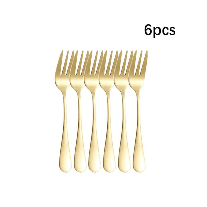 6 / 30 Piece Golden Stainless Steel Tableware Set For Hotels