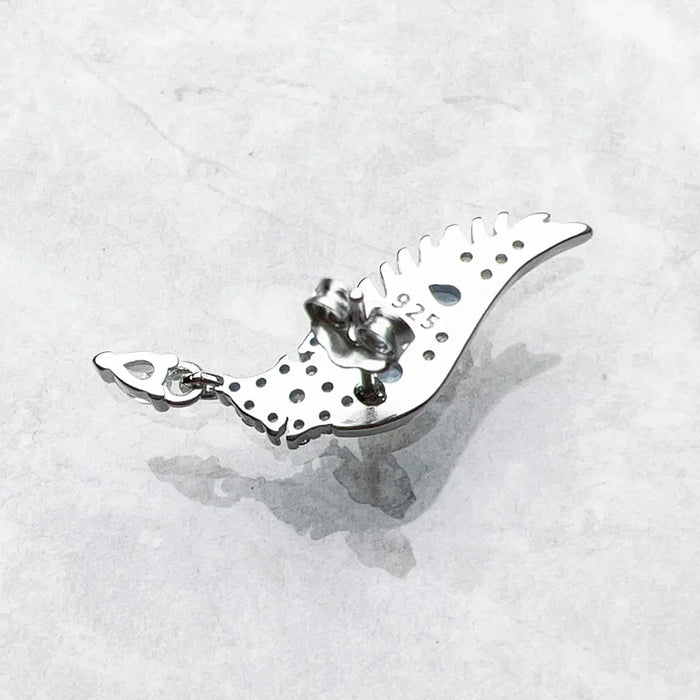 925 Sterling Silver Blue Stone Phoenix Wing Ear Studs
