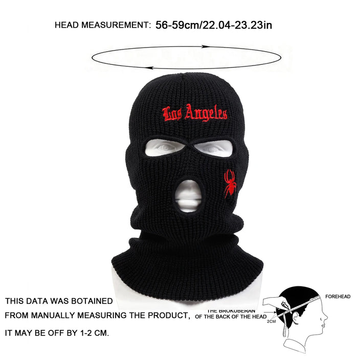 Embroidered Spider Masked Hat Winter Knit Beanie For Outdoor Activities