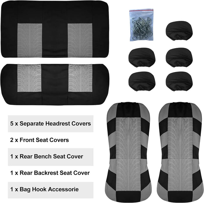 Universal Full Set Car Seat Covers Split Front and Rear