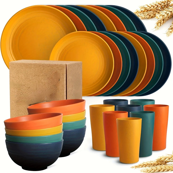 32 Piece Plastic Dinnerware Set For 8 Person Plates Bowls Cups