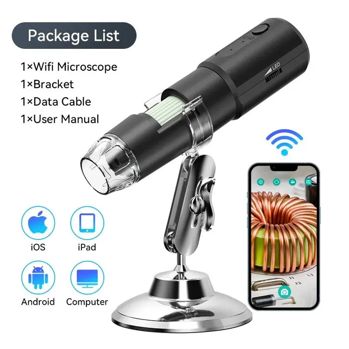 Flexible Stand Wifi Microscope 50x 1000x Magnification