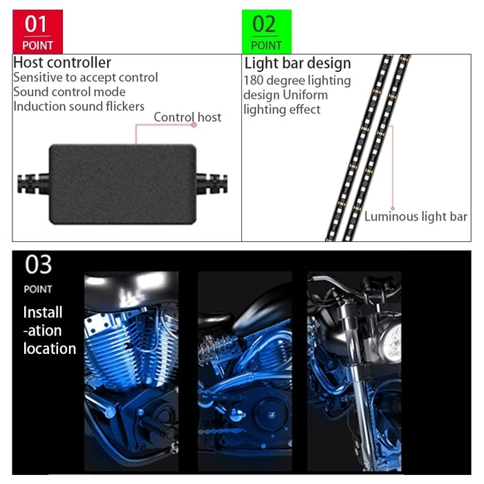 Rgb Led Car / Motorcycle Ambient Lamp Waterproof Sound Control Flexible 5050 Smd