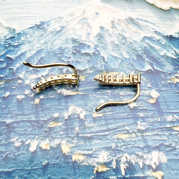 925 Sterling Silver White Stone Ear Climbers For Women