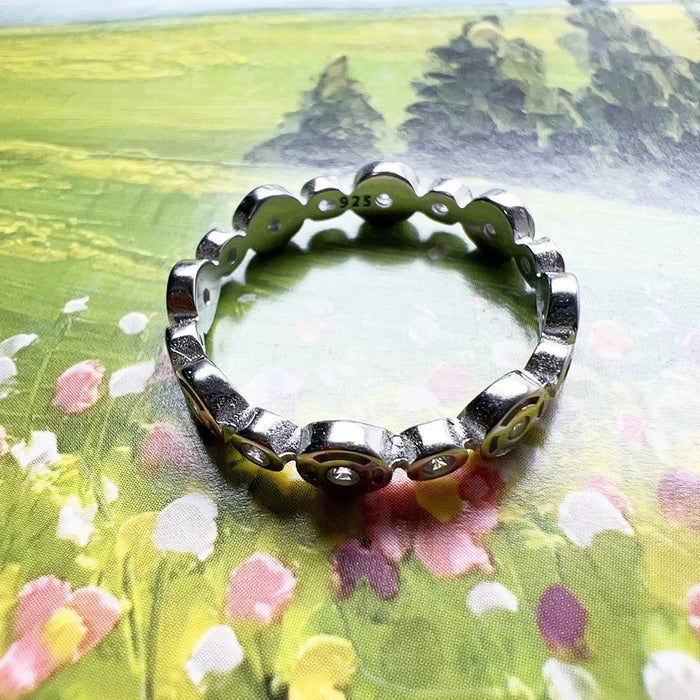 925 Sterling Silver Round White Stone Ring Fine Jewelry For Women Trend