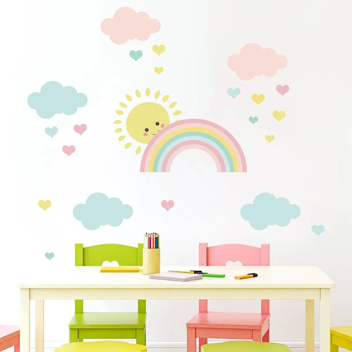 Cartoon Clouds & Rainbow Wall Stickers For Nursery Decor