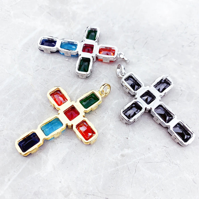 925 Sterling Silver Large Cross Pendant With Stars Jewelry For Women