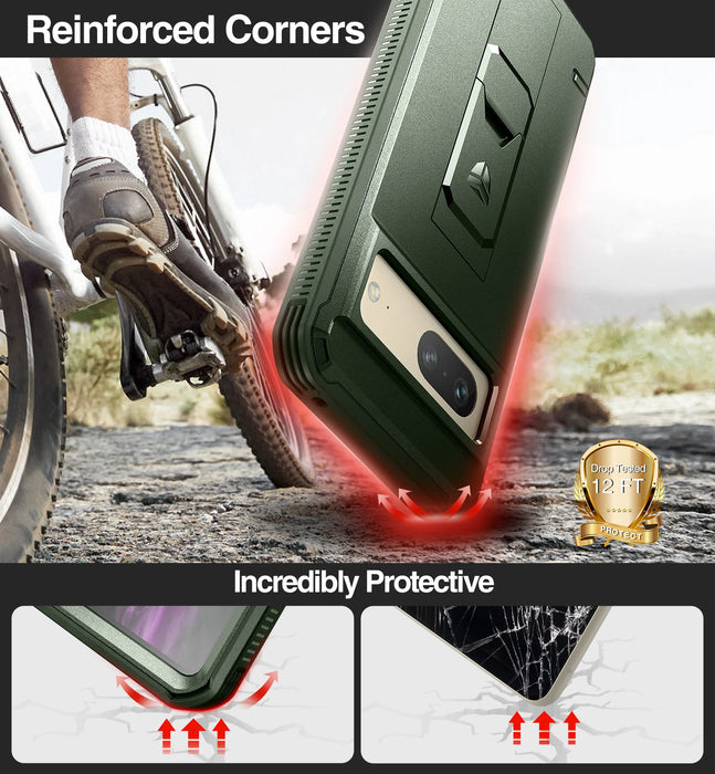 For Google Pixel 7 2022 Full Body Bumper Military Grade Armor Shockproof Shell Case Holder With Built In Screen Protector