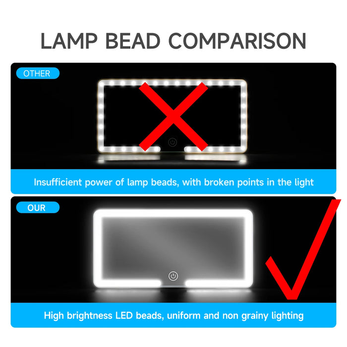 Ultra Thin Led Car Makeup Mirror Usb Charge Touch Screen Dimmable Light