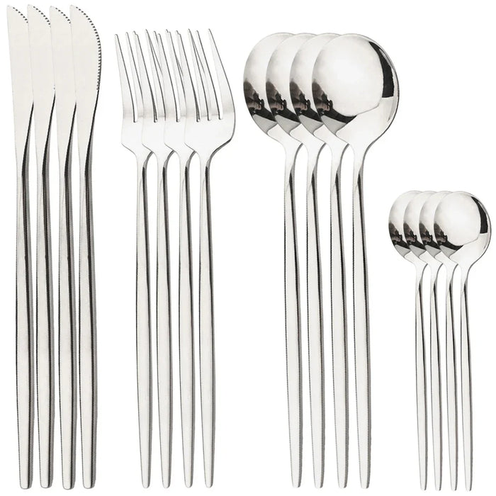 16 Piece Stainless Steel Cutlery Set With Gold Finish