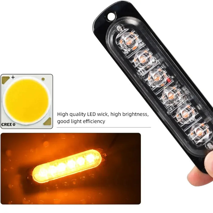 6Smd Led Strobe Warning Light For Trucks Amber 12V / 24V