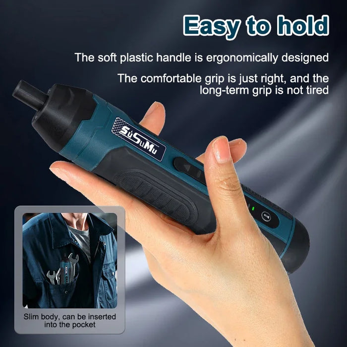 Compact Cordless Screwdriver Set 1300Mah Rechargeable Drill Bits For Household Repairs