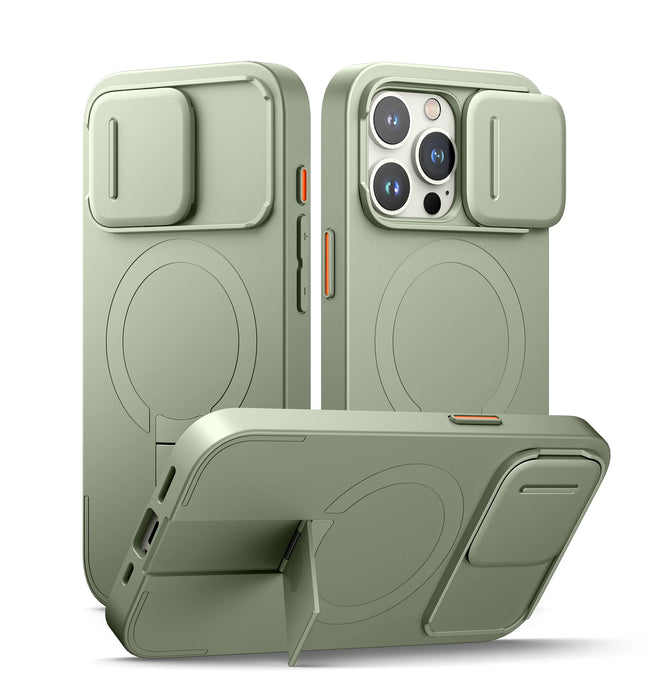 For Iphone 15 Pro Max Magsafe Shockproof Bumper Slim Protective Case With Magnetic Camera Slide And Kickstand