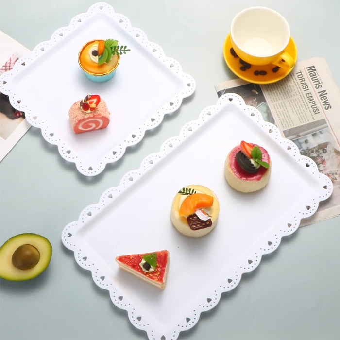 Reusable Pp Square / Rectangular Dessert Plates For Events