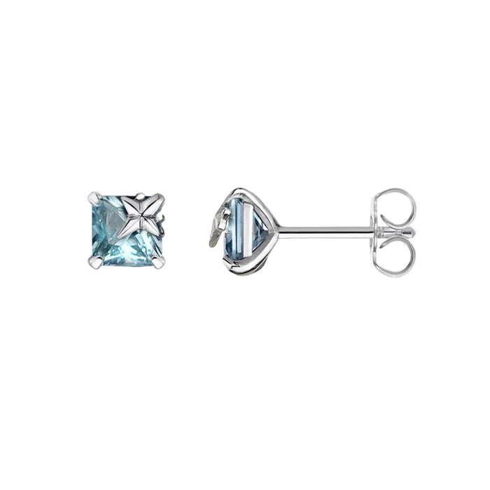 925 Sterling Silver Blue Aquamarine Star Ear Studs Elegant Gift For Women