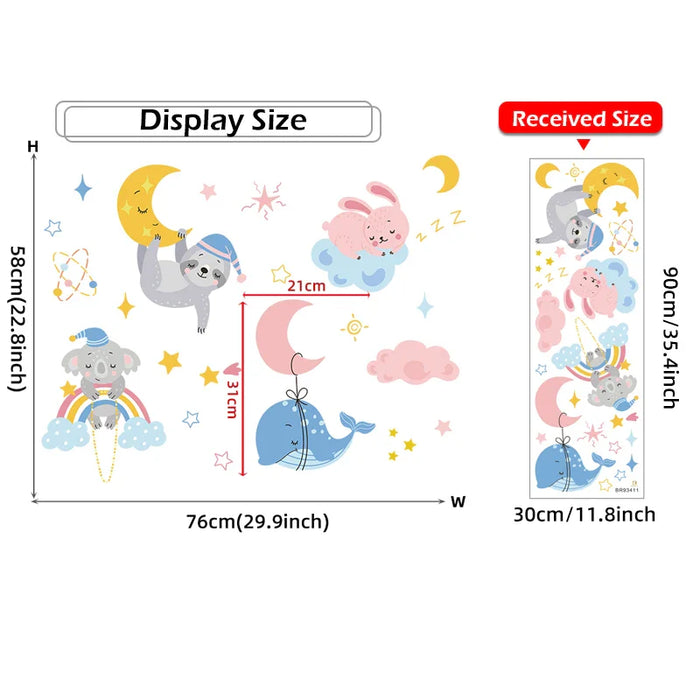 Adorable Cartoon Animal Wall Decals For Kids Room Decor