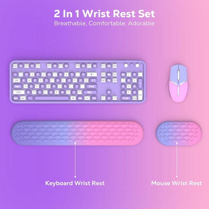 Ergonomic Wrist Rest For Computer Keyboard And Mouse With Soft Memory Foam