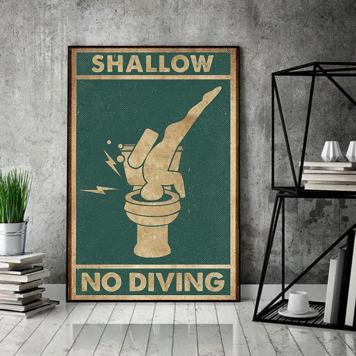 Shallow Water Swimming Poster Funny Bathroom Decor